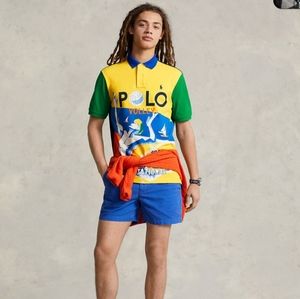 Polo Ralph Lauren Classic Fit Mesh Graphic volleyball Polo Shirt